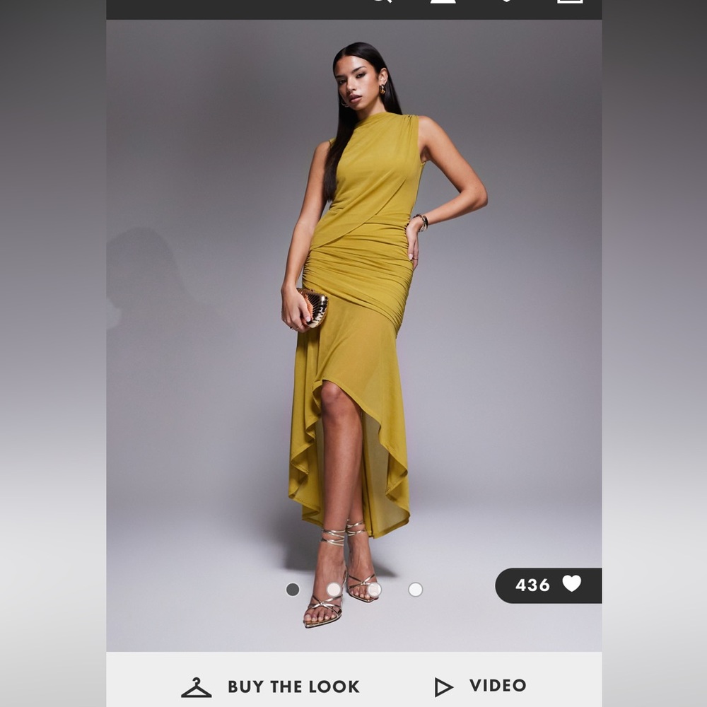 ASOS Elegant Green Ruched High Low Dress